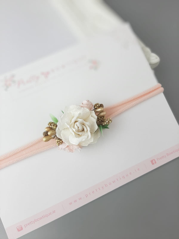 White, Soft pink & Rose Gold Headband