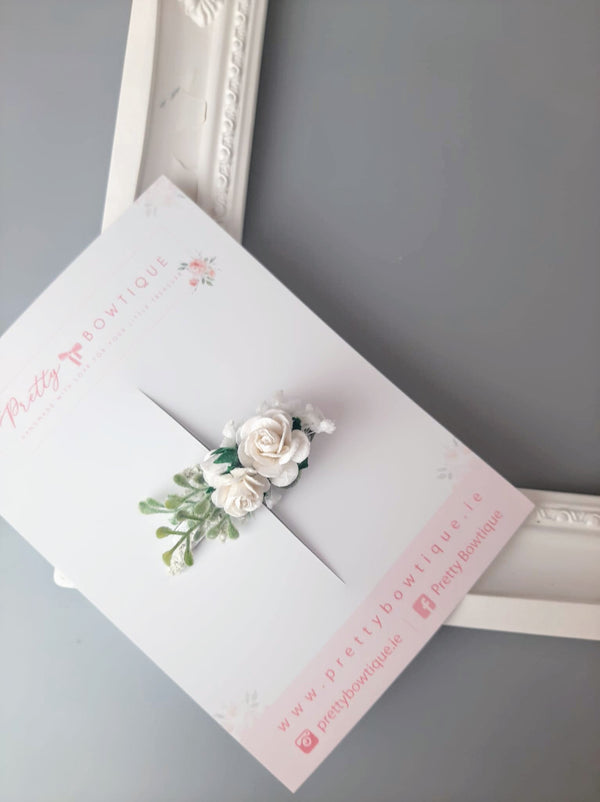 White Rose Flower Clip