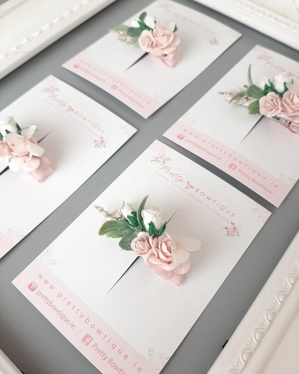Pink & Ivory Flower Clip