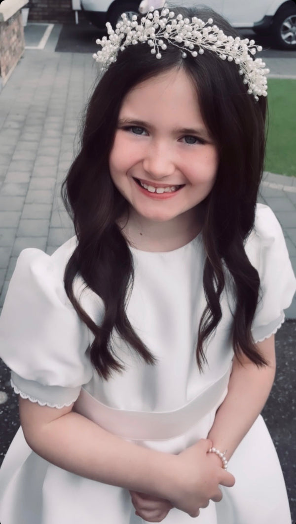 Communion Headpiece , irish communion, irish designer, 1st holy communion headpiece, handmade communion headpiece ireland, communion headpiece girl, communion headpiece ideas, first communion headpiece, holy communion headpiece,  best communion headpiece ireland, communion headpiece with ribbon,