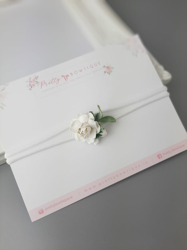 White Rose Flower Headband