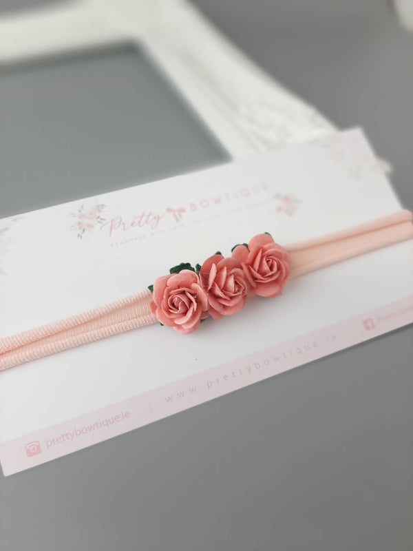 Three Flower Rose Headband