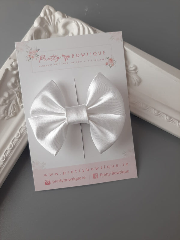 Medium White Satin Bow