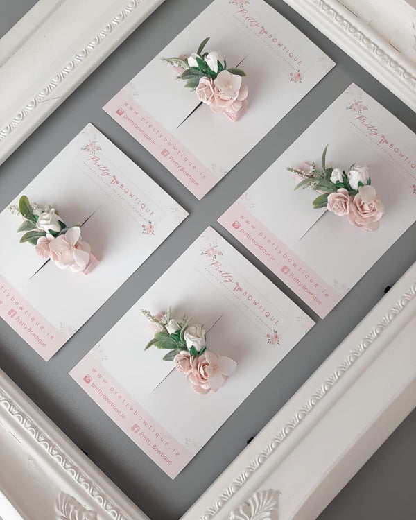 Pink & Ivory Flower Clip