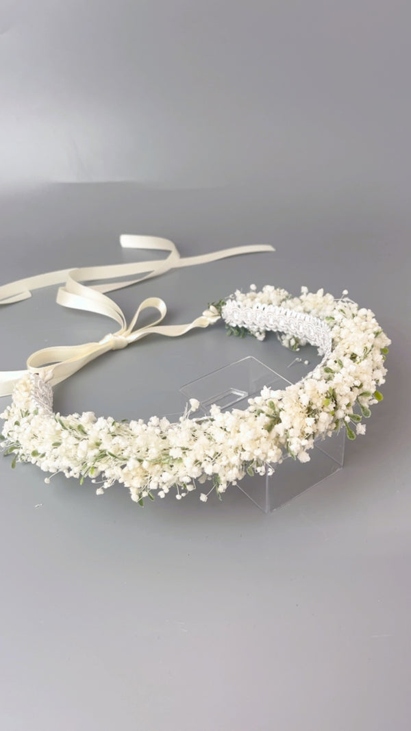 Eve Babys Breath & Rose Flower Crown