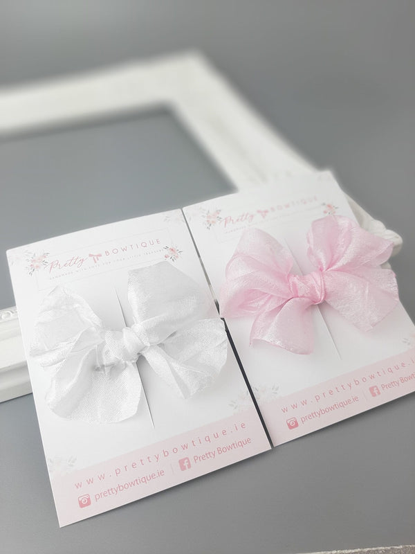 Crushed Silk White or Pink Hair Clip