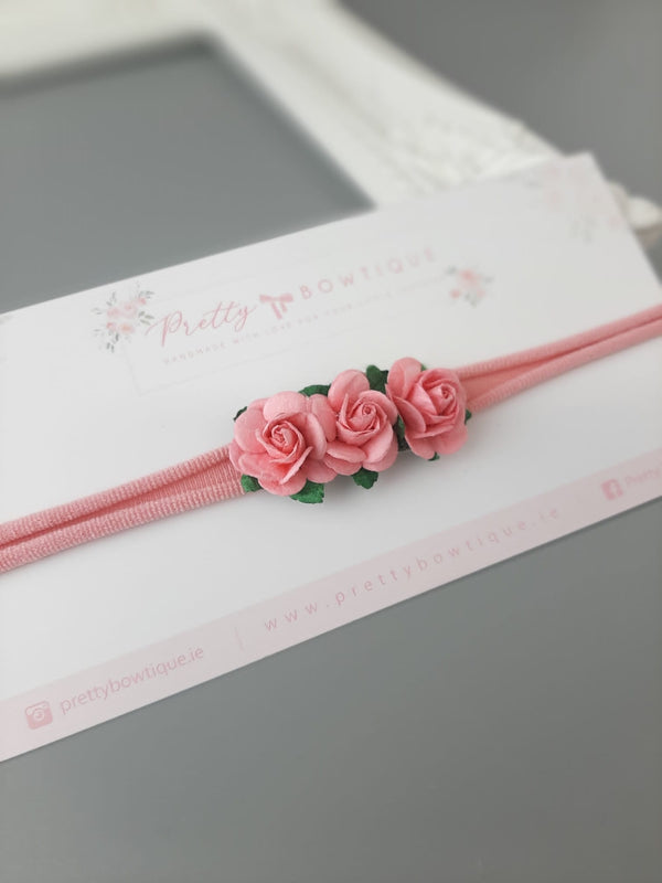 Three Flower Rose Headband