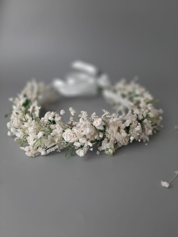Eve Babys Breath & Rose Flower Crown