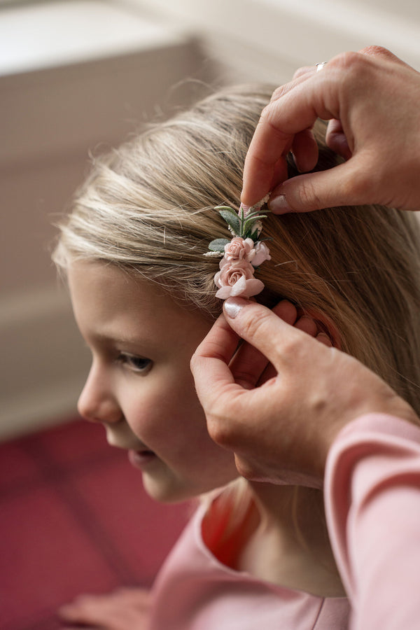 Pink & Ivory Flower Clip