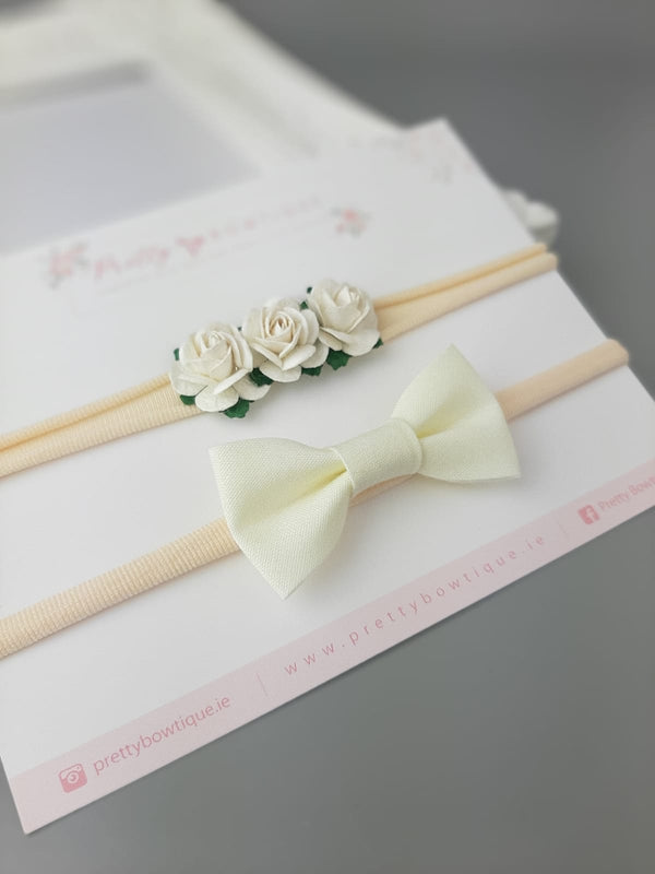 cream headband, cream bow headband, cream flower headband, christening headband, naming day headband, soft baby headband, toddler headband , baby girl headband, neworn girl headband, baby headband ireland, baby headband ireland handmade,baby headband bow, christening baby headband