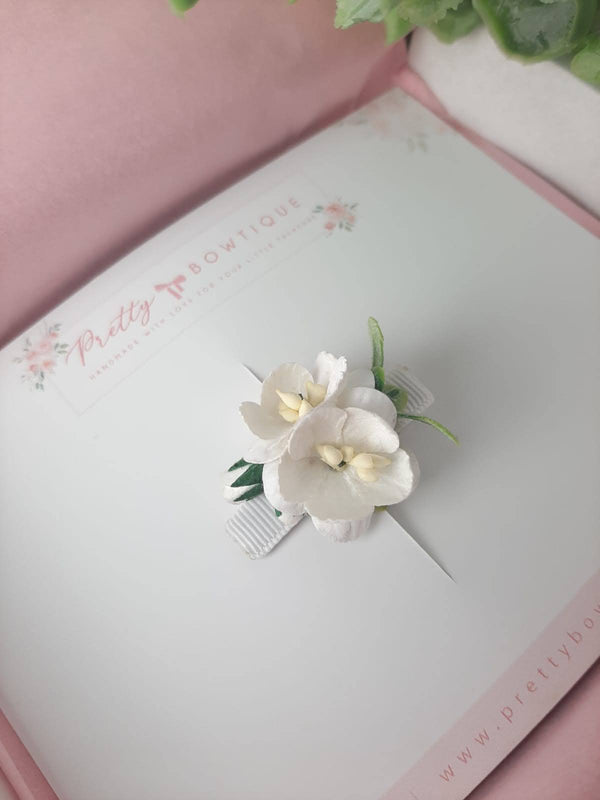 White Orchid Flower Clip