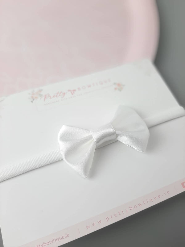 White satin Bow Headband