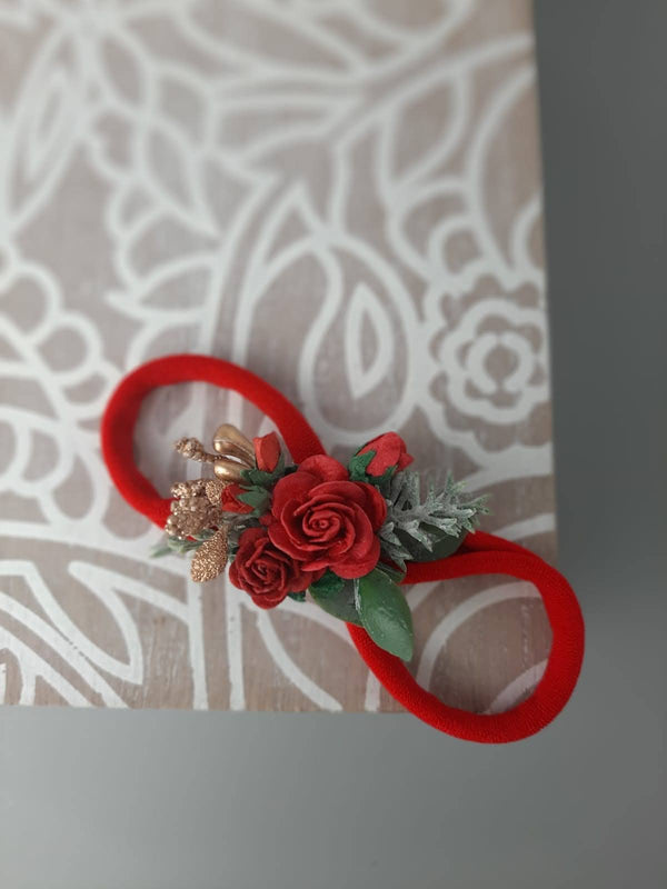 Red rose Flower Headband
