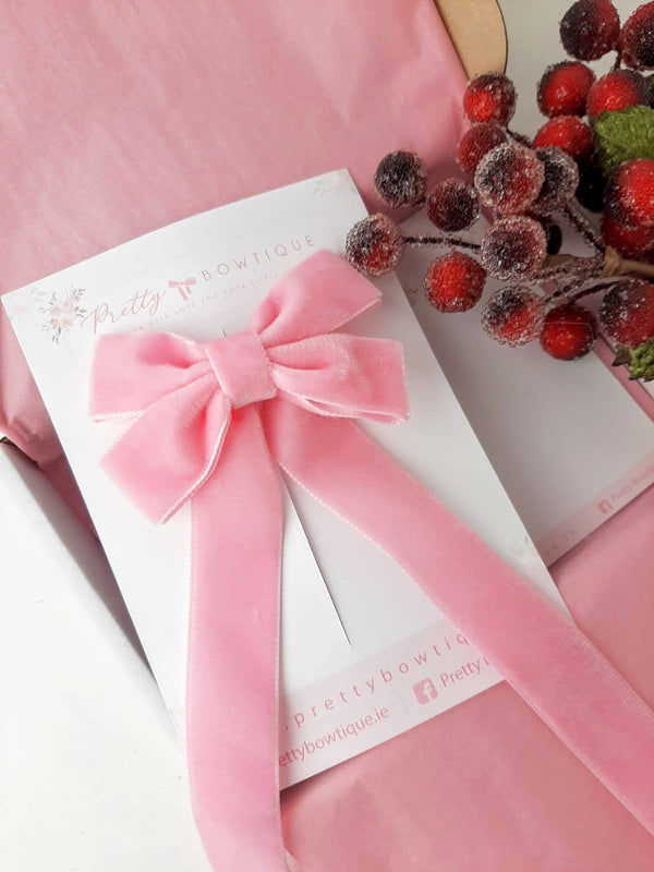 Long Pink velvet Bow