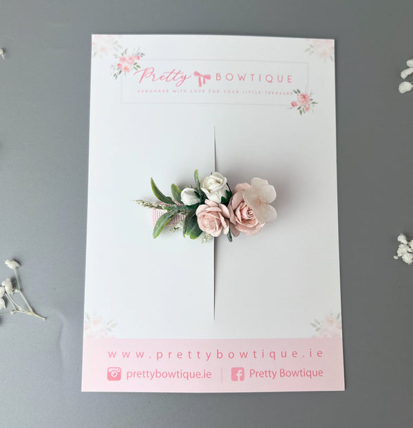 Pink & Ivory Flower Clip