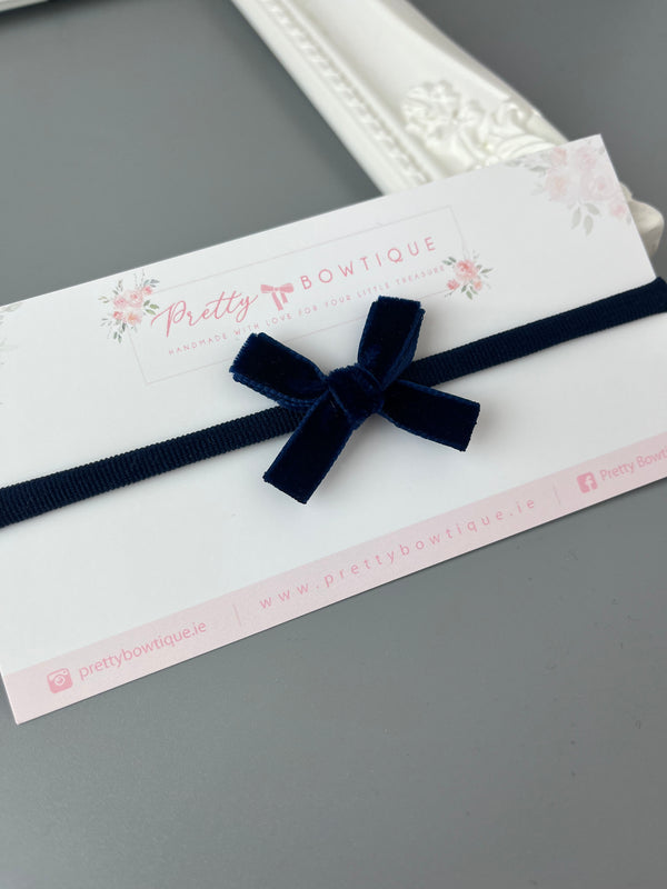 newborn headband, newborn headband gift, christening bow headband, flower girl headband, bow headband, small bow headband, newborn bow headband, velvet bow headband, navy velvet bow headband, navy bow headband,