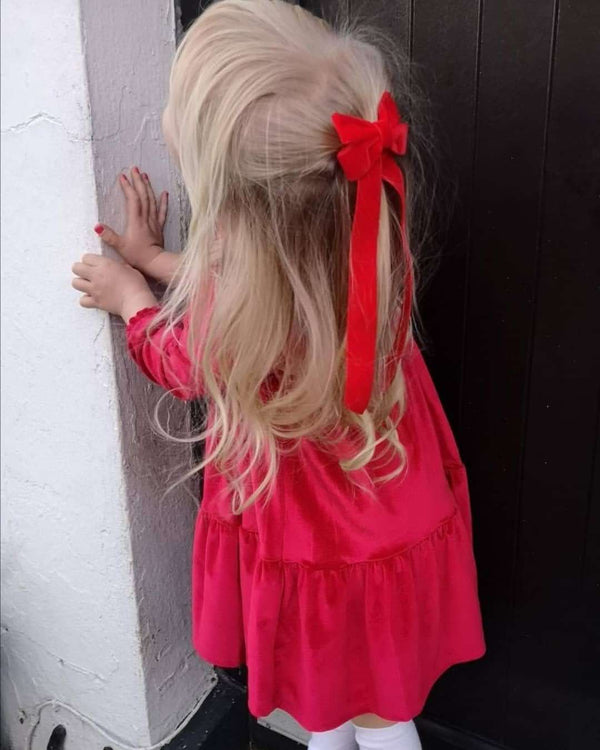 Long red velvet Bow