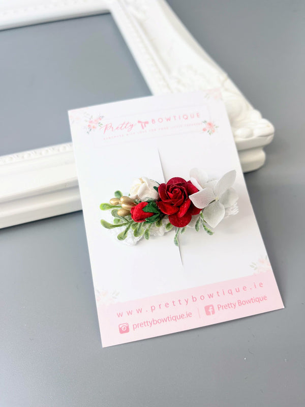 Red & White Flower Clip