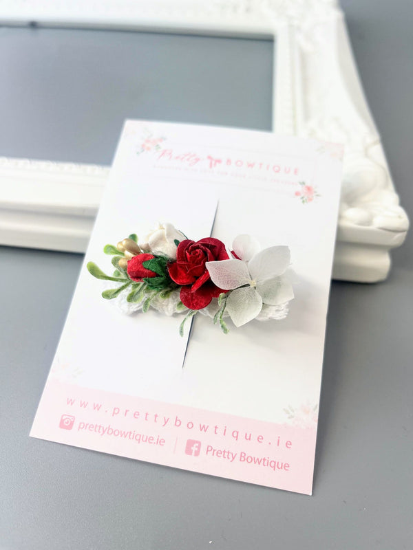 Red & White Flower Clip