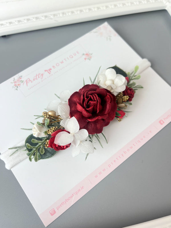 Red, White & Gold Flower Headband