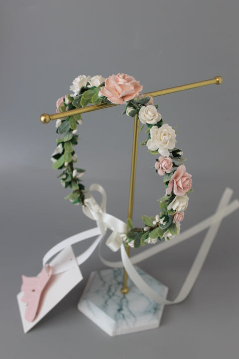 Soft pink & Ivory Flower Flower Crown