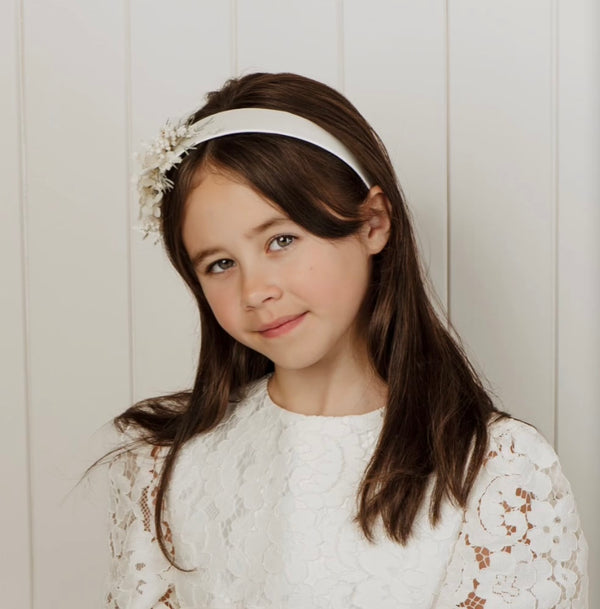 Katie White Flower Headband