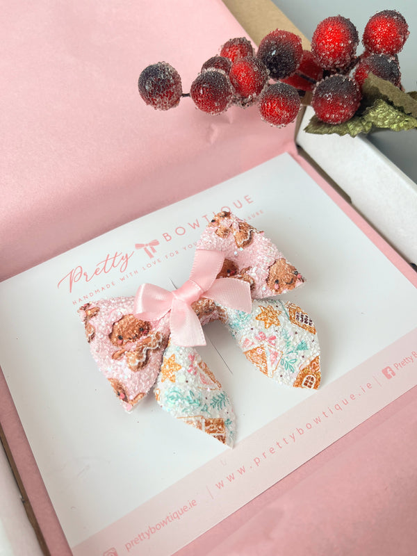 Glitter Gingerbread House Bow