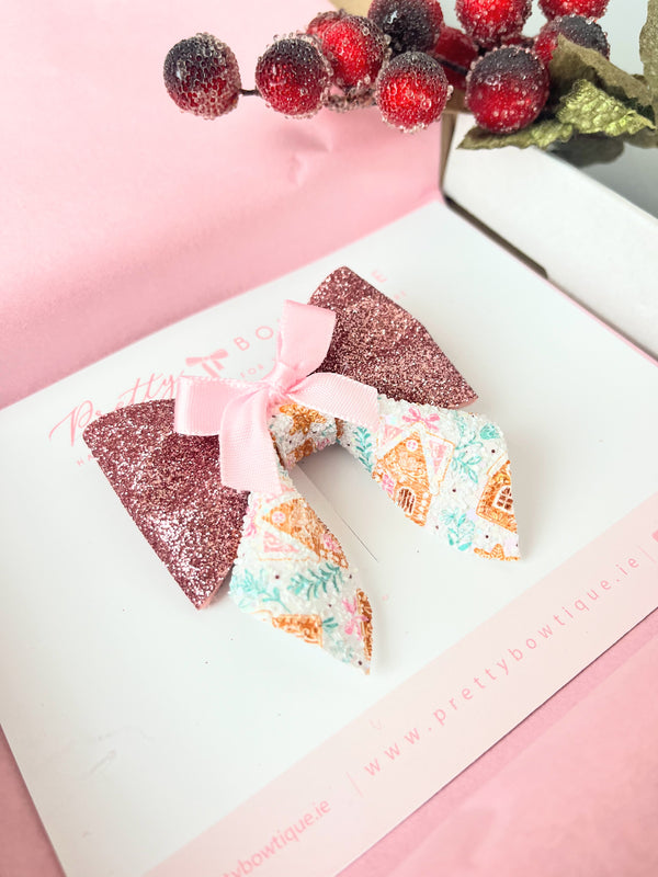 Glitter Gingerbread House Bow