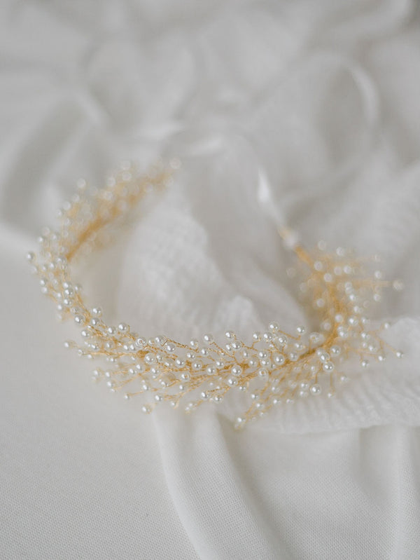 Abigail Gold & Ivory Pearl Headpiece
