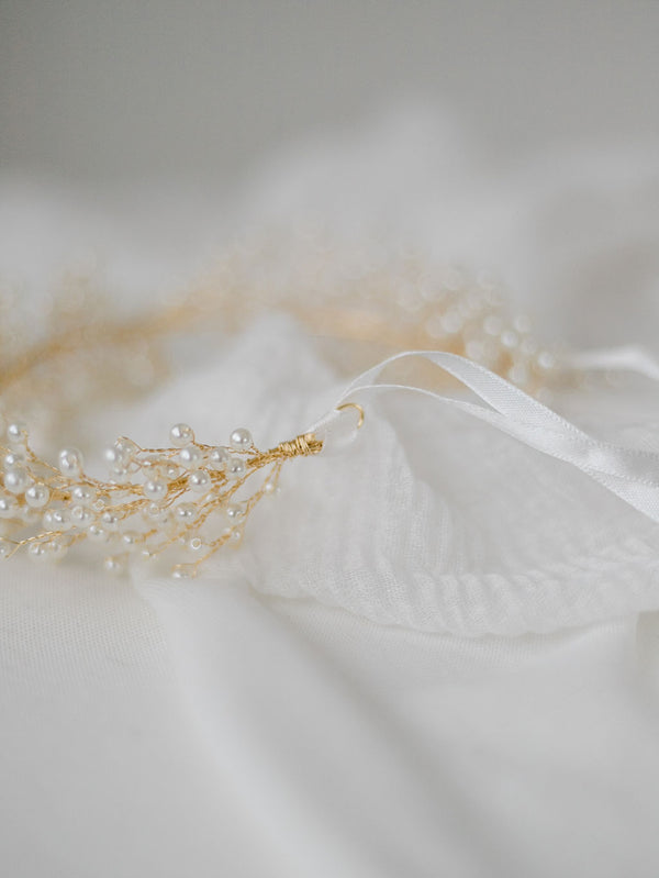Abigail Gold & Ivory Pearl Headpiece