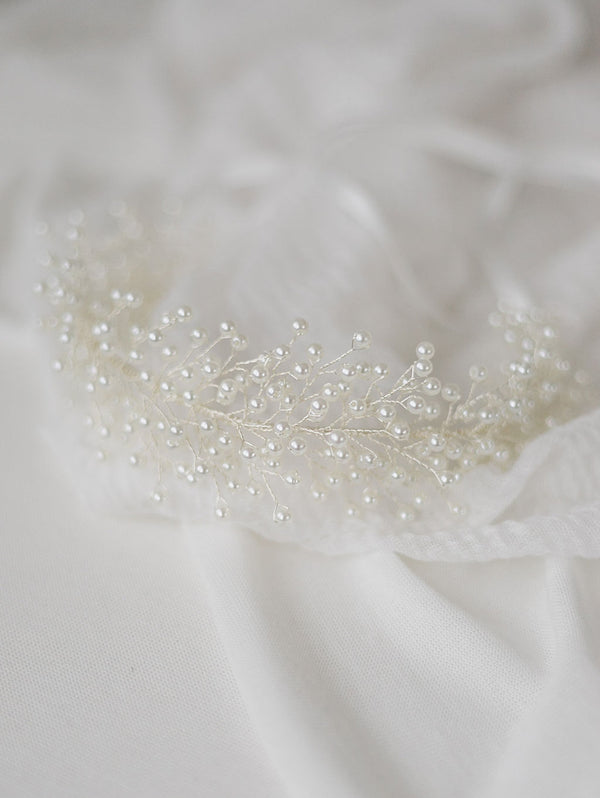 Abigail Silver & White Pearl Headpiece