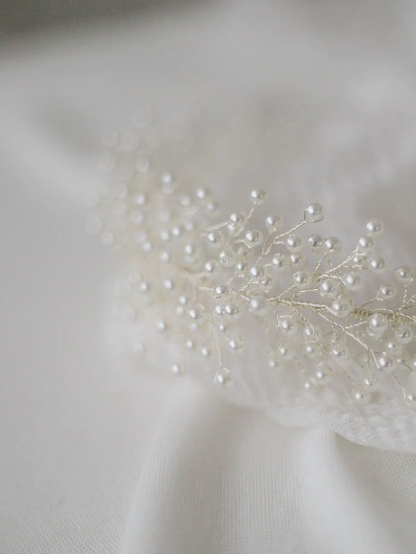 Abigail Silver & White Pearl Headpiece