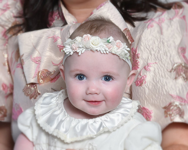 White & Soft Pink flower Headband