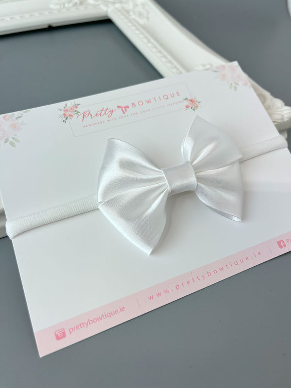 White Double Satin Headband