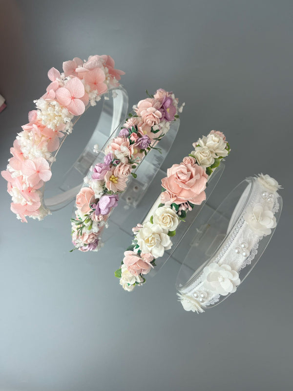 White Lace, flower and bead headband