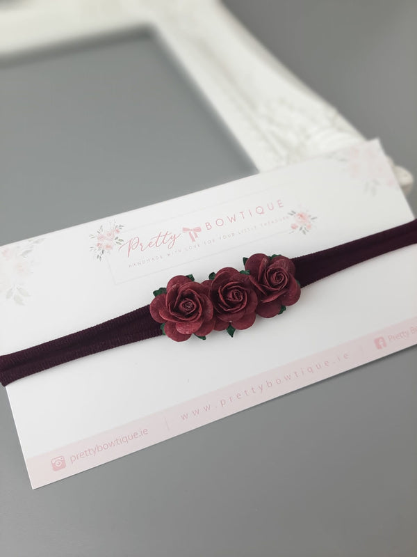 Three Flower Rose Headband