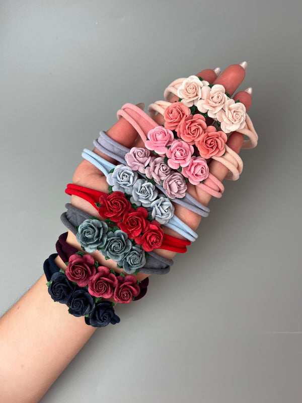 Three Flower Rose Headband