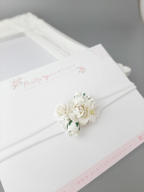 flower headband, 
small white flower headband, christening flower headband, baby girl flower headband, baby flower headband, christening flower headband, white christening flower, newboen headband, newboern girl headband, baby flower girl headband, baby flower headbands ireland, flower headband ireland,