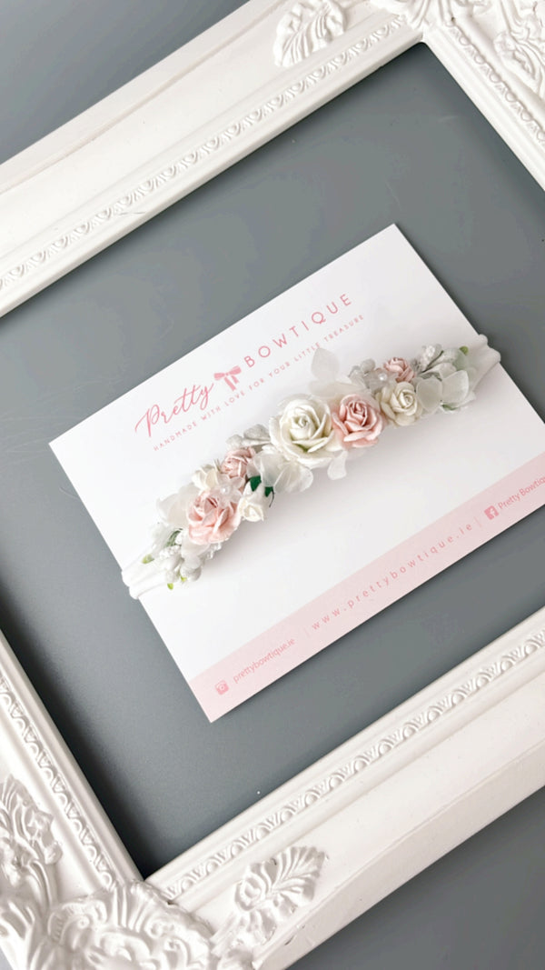 White & Soft Pink flower Headband