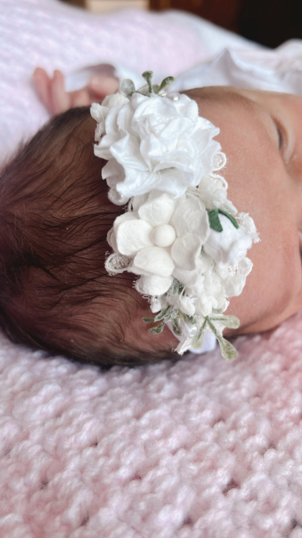 White flower headband