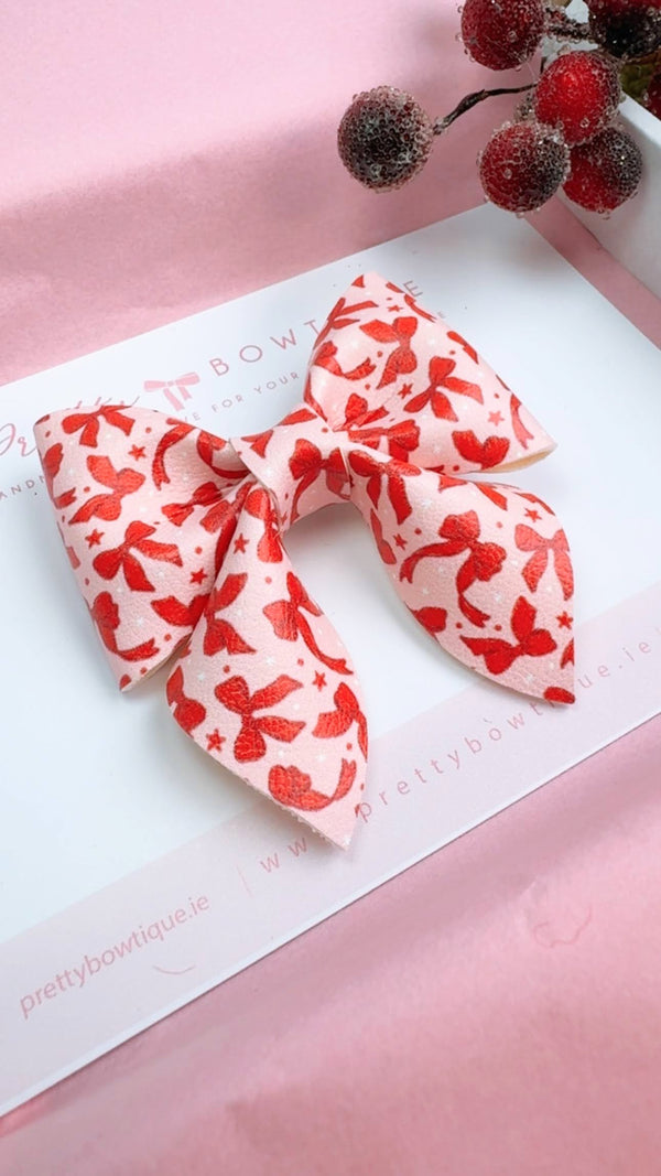 Red & Soft Pink Bow design