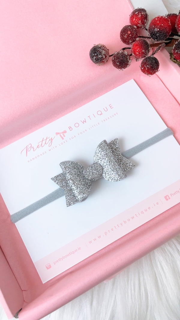 Sparkle small silver Bow Headband