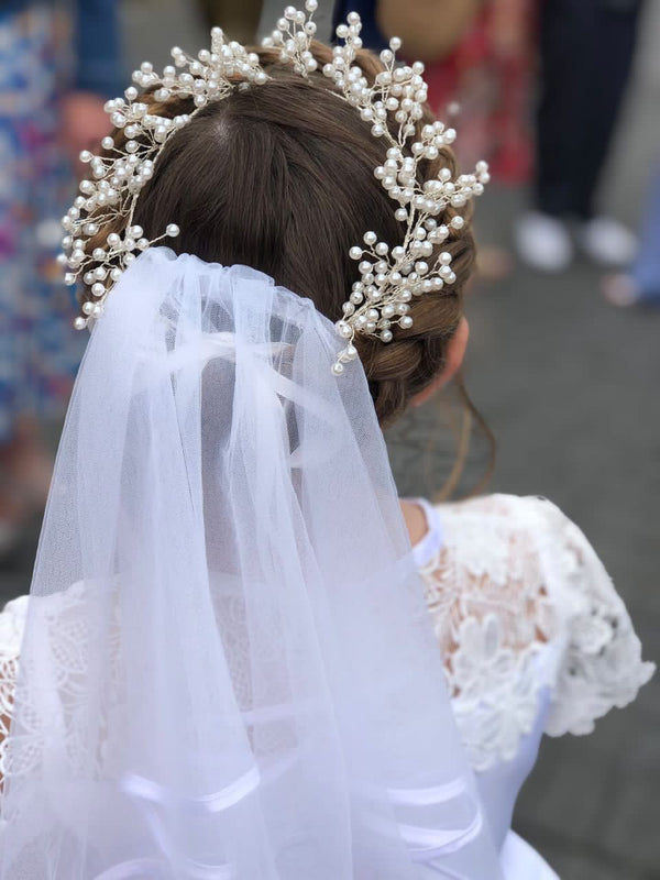 Abigail Silver & White Pearl Headpiece