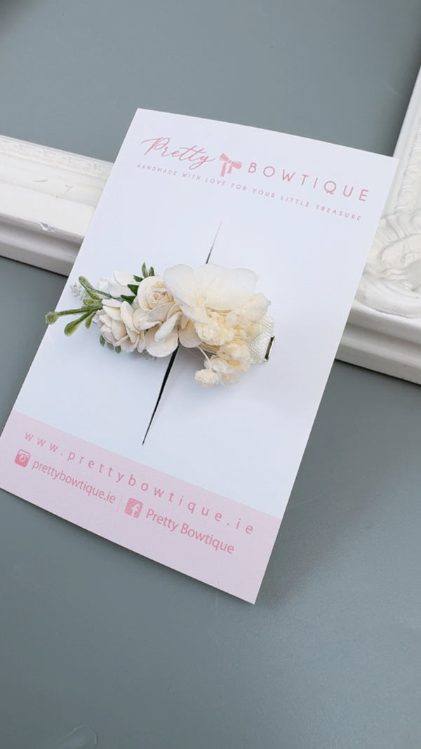 Ivory Rose Flower Clip