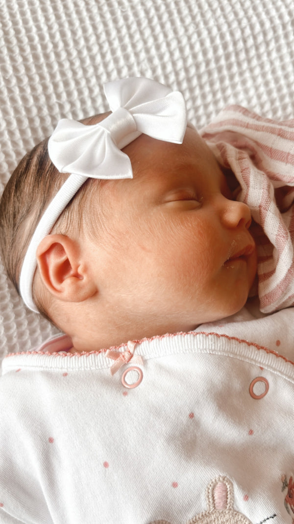 White Double Satin Headband