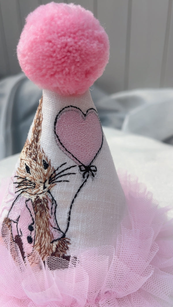 Rabbit party hat, white rabbit party hat, handmade party hat, party hats ireland, birthday party, birthday hat, toddler party hat