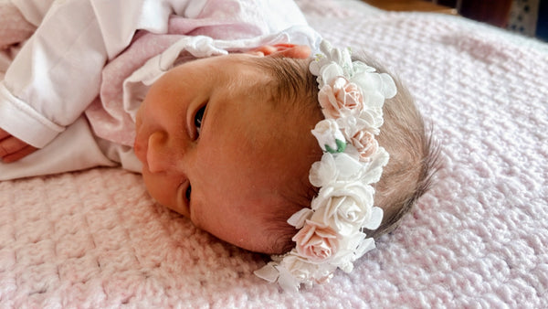 White & Soft Pink flower Headband