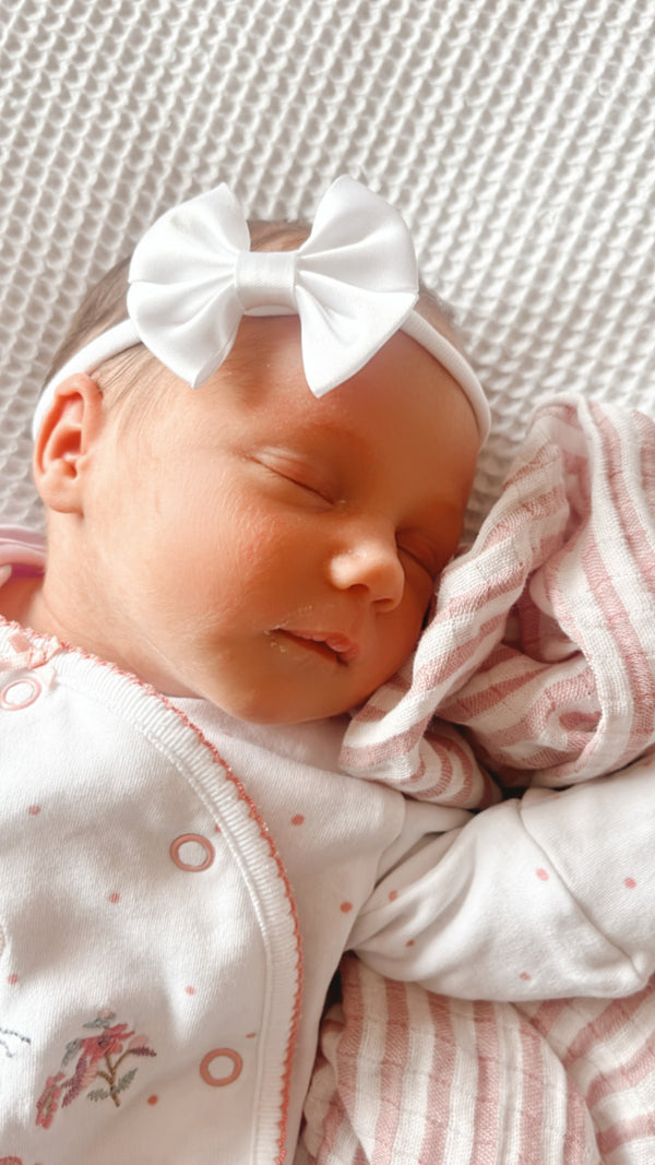 White Double Satin Headband