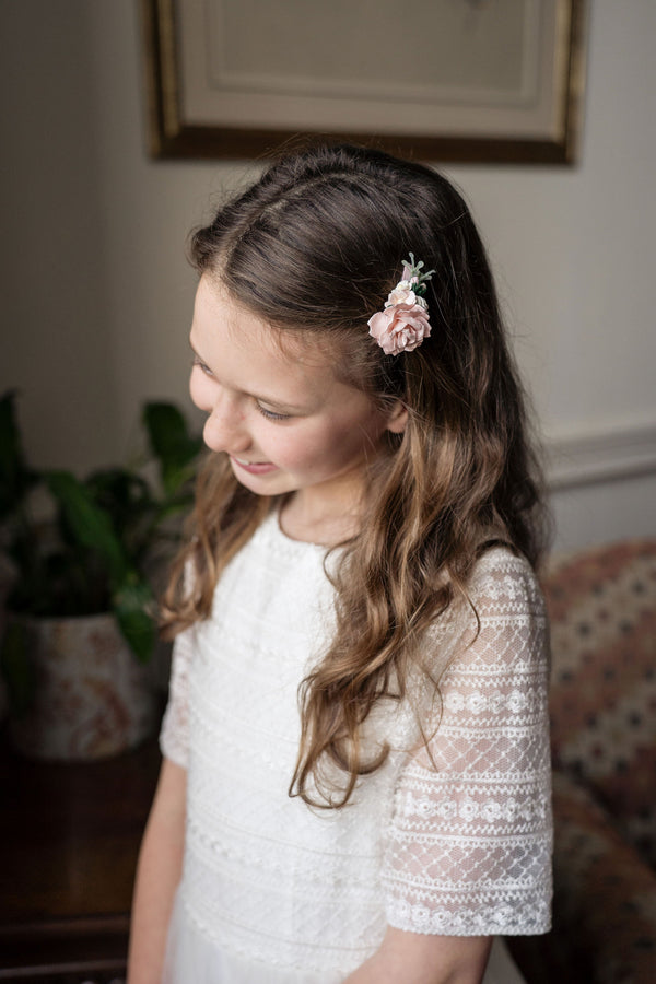 Soft pink & Ivory Flower Clip