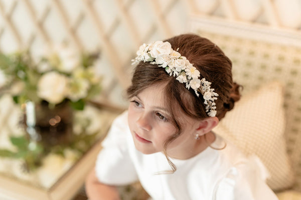 Communion flower crown, Communion flower crown Ireland, First Holy Communion flower crown, First Communion flower crown, girls Communion flower crown, white Communion flower crown, ivory Communion flower crown, floral Communion headpiece, Communion floral crown, Communion flower headpiece, Communion hair accessories, Communion hair accessories Ireland, Communion headpiece Ireland, handmade Communion flower crown, handmade Communion headpiece Ireland, luxury Communion flower crown, girls floral headpiece, 